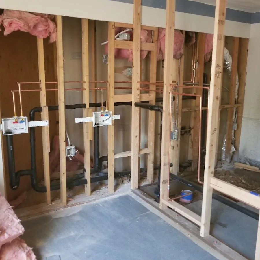 Copper pipe rough-in and plumbing installation in Easton